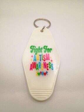 Fight For Autism Awareness White Keychain